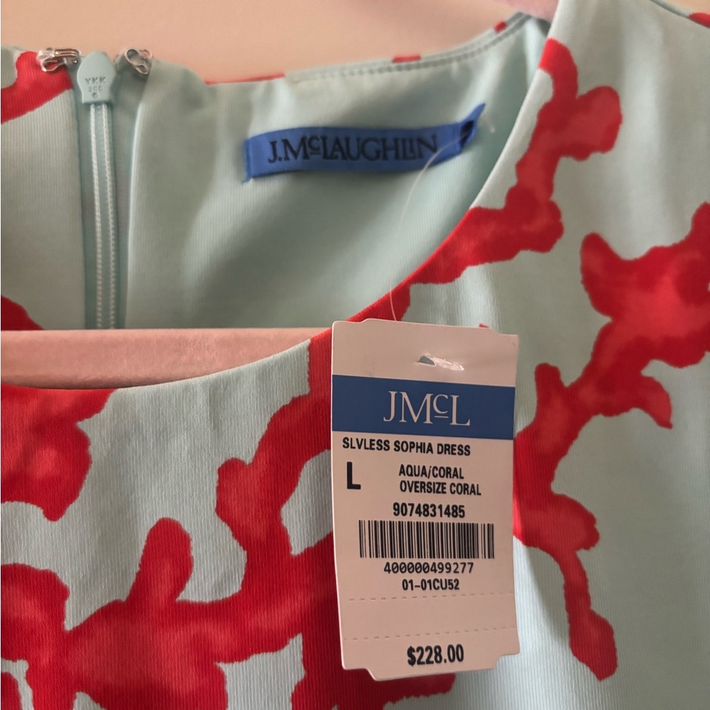 J. McLaughlin Blue & Coral Sleeveless Sophia Dress Sheath Resort Dress - NWT - Picture 4 of 8